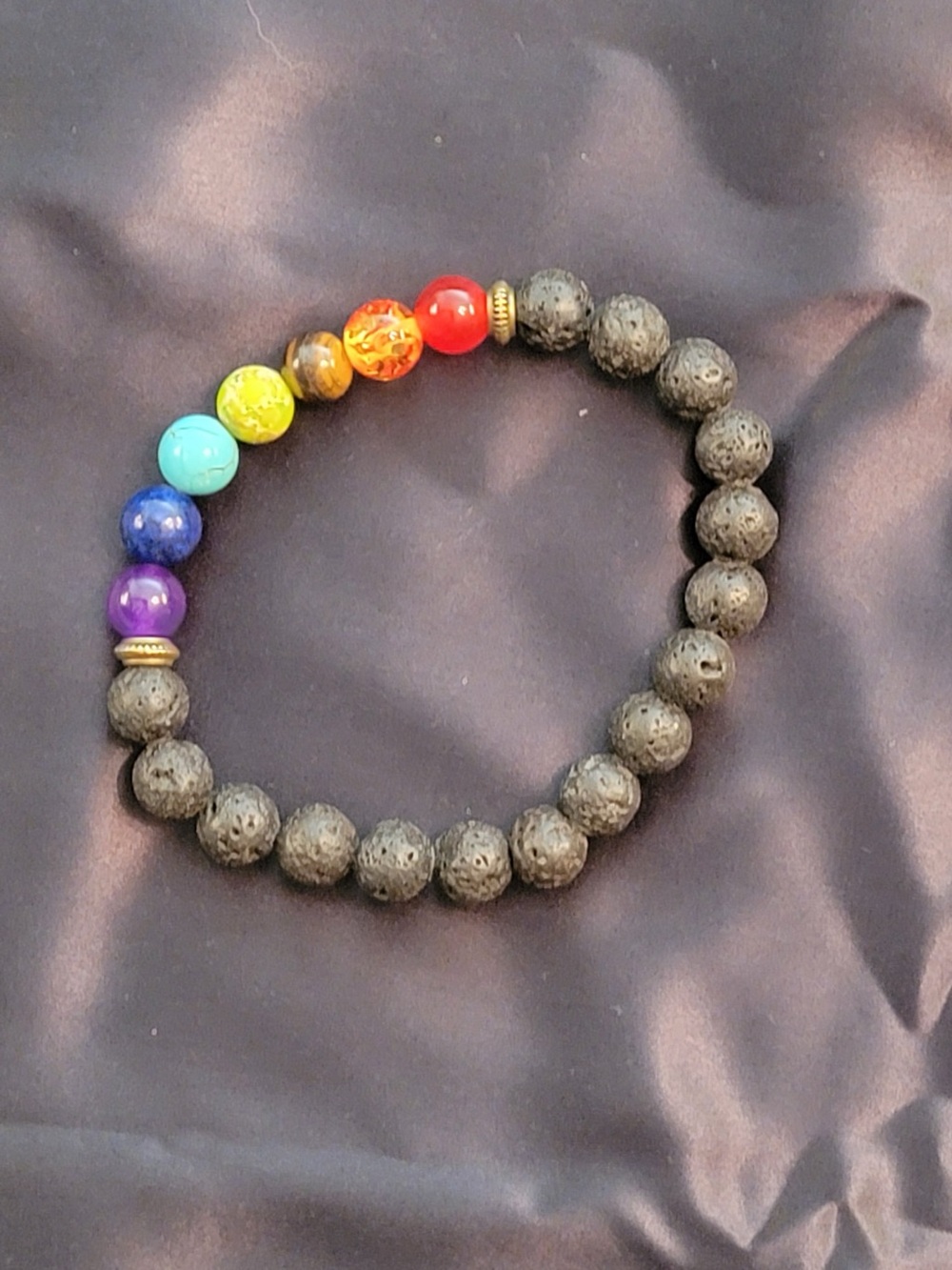 Women's Multicolor Chakra Lava Bead Stretch Bracelet